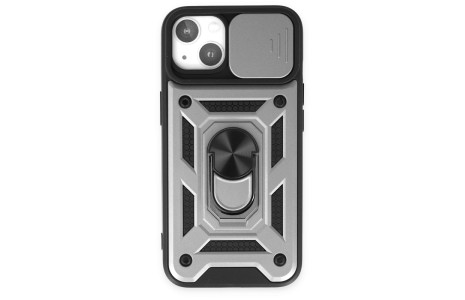 Newface iPhone 14 Kılıf Pars Lens Yüzüklü Silikon - Gümüş