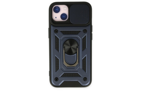 Newface iPhone 14 Kılıf Pars Lens Yüzüklü Silikon - Lacivert