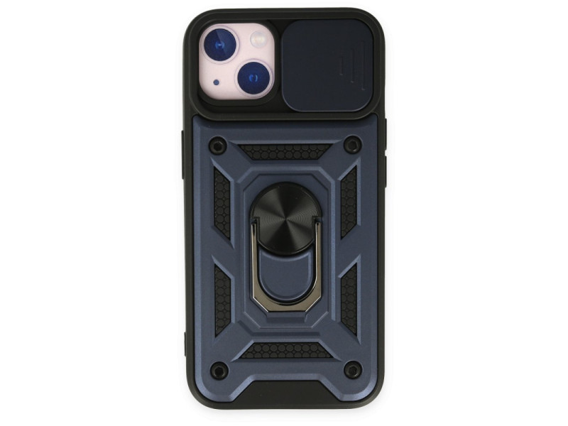 Newface iPhone 14 Kılıf Pars Lens Yüzüklü Silikon - Lacivert