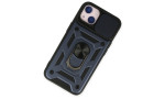 Newface iPhone 14 Kılıf Pars Lens Yüzüklü Silikon - Lacivert