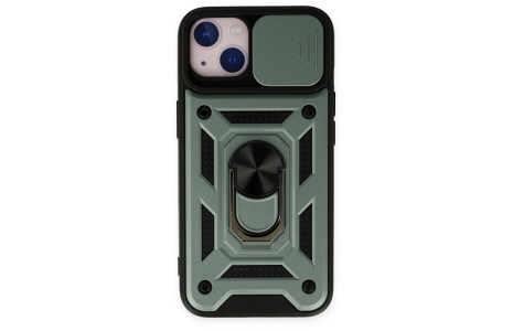 Newface iPhone 14 Kılıf Pars Lens Yüzüklü Silikon - Yeşil