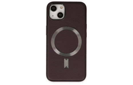 Newface iPhone 14 Plus Kılıf Coco Deri Magneticsafe Silikon - Bordo