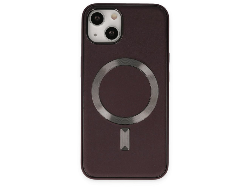 Newface iPhone 14 Plus Kılıf Coco Deri Magneticsafe Silikon - Bordo