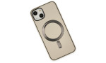 Newface iPhone 14 Plus Kılıf Coco Deri Magneticsafe Silikon - Krem