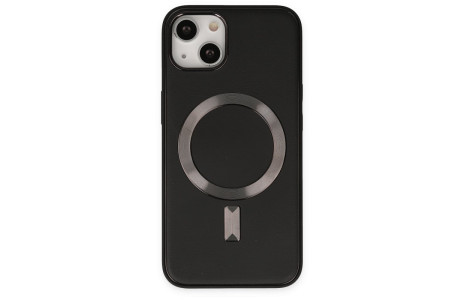 Newface iPhone 14 Plus Kılıf Coco Deri Magneticsafe Silikon - Siyah