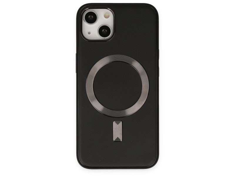 Newface iPhone 14 Plus Kılıf Coco Deri Magneticsafe Silikon - Siyah