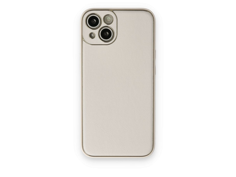 Newface iPhone 14 Plus Kılıf Coco Deri Silikon Kapak - Beyaz