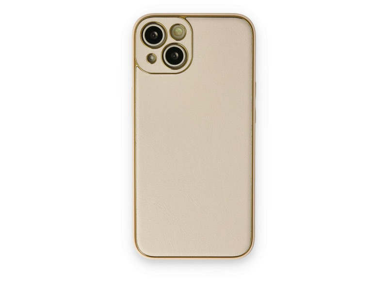 Newface iPhone 14 Plus Kılıf Coco Deri Silikon Kapak - Gold