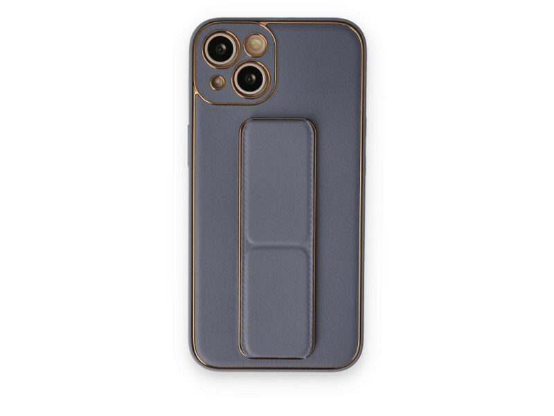 Newface iPhone 14 Plus Kılıf Coco Deri Standlı Kapak - Gri