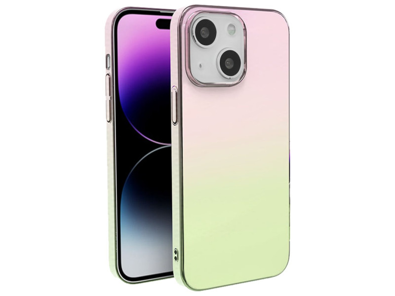 Newface iPhone 14 Plus Kılıf Elektra Pc Kapak - Pembe-Yeşil