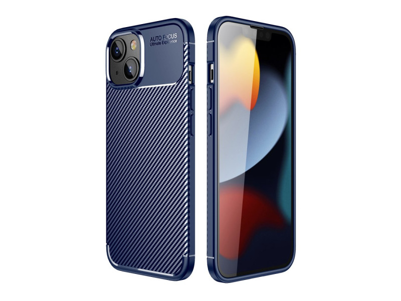 Newface iPhone 14 Plus Kılıf Focus Karbon Silikon - Lacivert