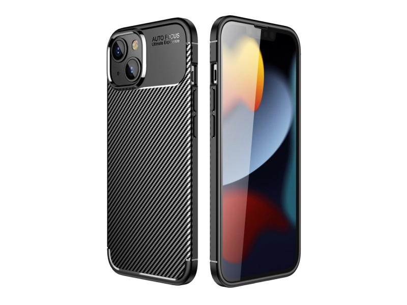 Newface iPhone 14 Plus Kılıf Focus Karbon Silikon - Siyah