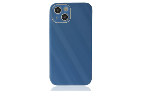 Newface iPhone 14 Plus Kılıf Glass Kapak - Mavi
