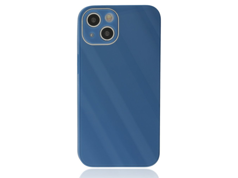 Newface iPhone 14 Plus Kılıf Glass Kapak - Mavi