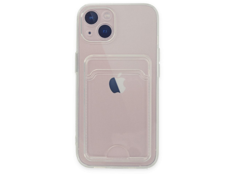 Newface iPhone 14 Plus Kılıf Kart Şeffaf Silikon - Şeffaf