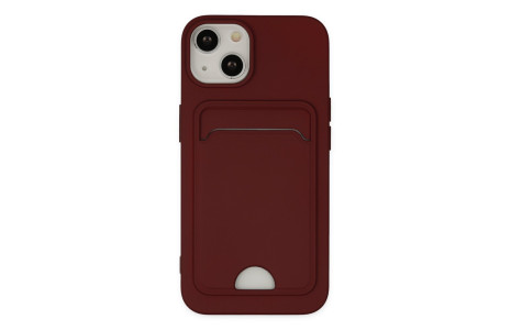 Newface iPhone 14 Plus Kılıf Kelvin Kartvizitli Silikon - Bordo