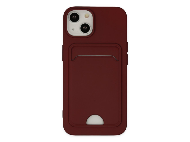 Newface iPhone 14 Plus Kılıf Kelvin Kartvizitli Silikon - Bordo