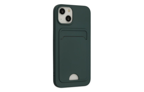 Newface iPhone 14 Plus Kılıf Kelvin Kartvizitli Silikon - Koyu Yeşil
