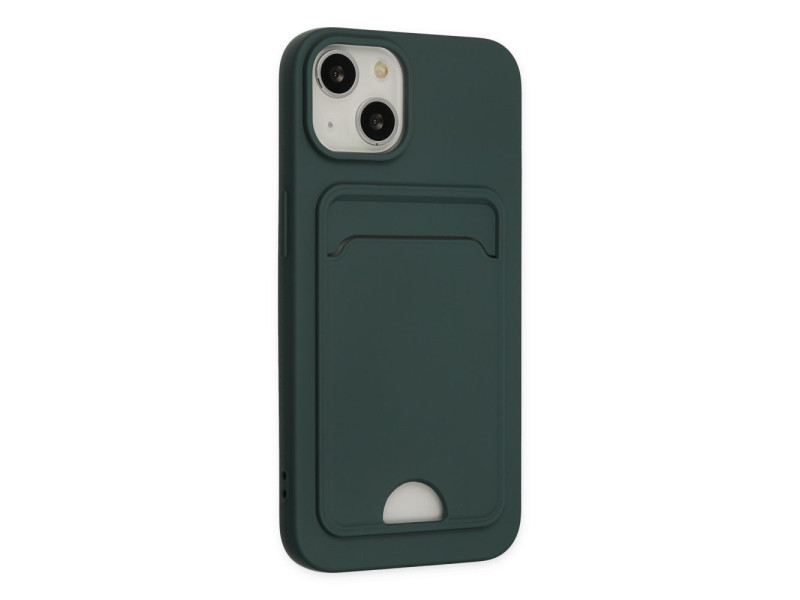 Newface iPhone 14 Plus Kılıf Kelvin Kartvizitli Silikon - Koyu Yeşil