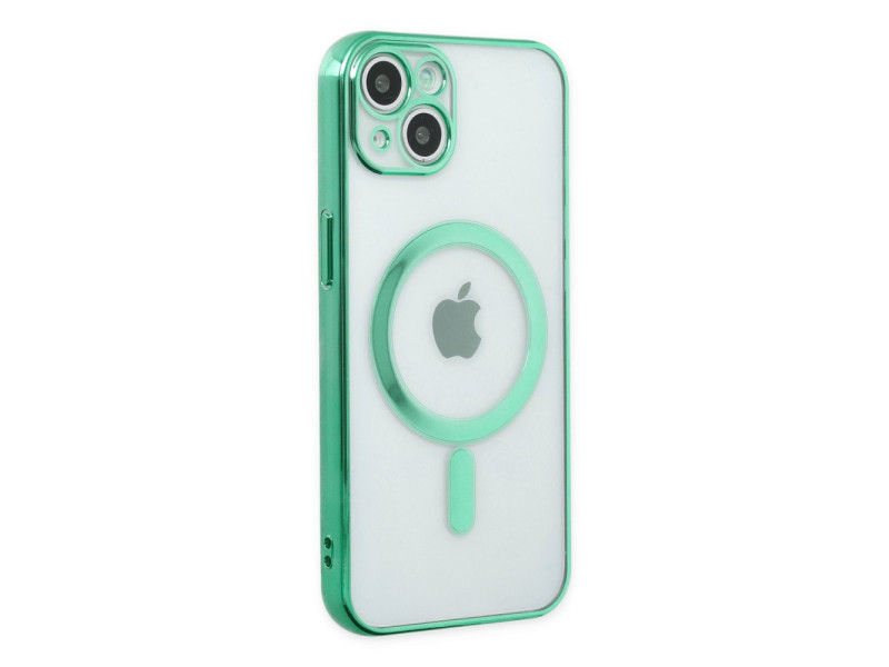 Newface iPhone 14 Plus Kılıf Magneticsafe Lazer Silikon - Haki Yeşil