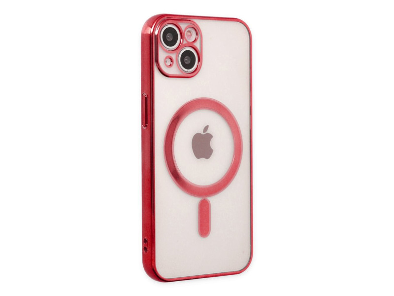 Newface iPhone 14 Plus Kılıf Magneticsafe Lazer Silikon - Kırmızı