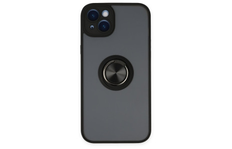 Newface iPhone 14 Plus Kılıf Montreal Yüzüklü Silikon Kapak - Siyah