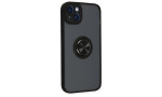 Newface iPhone 14 Plus Kılıf Montreal Yüzüklü Silikon Kapak - Siyah