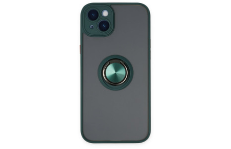 Newface iPhone 14 Plus Kılıf Montreal Yüzüklü Silikon Kapak - Yeşil