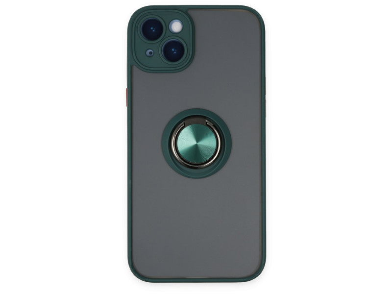 Newface iPhone 14 Plus Kılıf Montreal Yüzüklü Silikon Kapak - Yeşil
