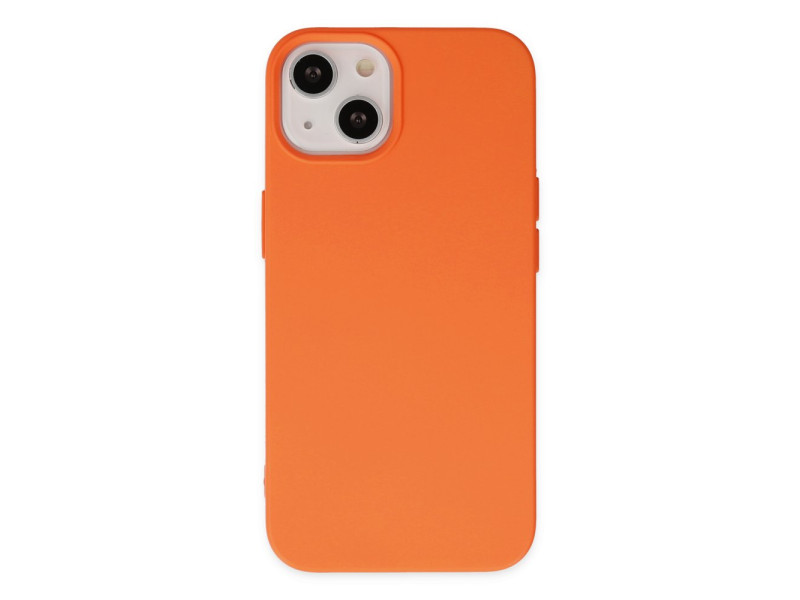 Newface iPhone 14 Plus Kılıf Nano içi Kadife Silikon - Turuncu