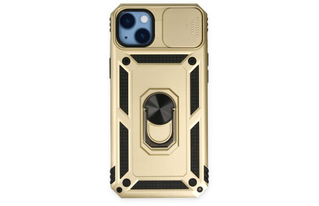 Newface iPhone 14 Plus Kılıf Pars Lens Yüzüklü Silikon - Gold