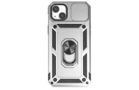 Newface iPhone 14 Plus Kılıf Pars Lens Yüzüklü Silikon - Gümüş