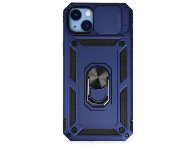 Newface iPhone 14 Plus Kılıf Pars Lens Yüzüklü Silikon - Lacivert