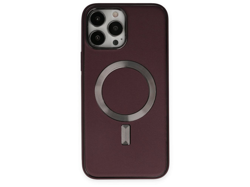 Newface iPhone 14 Pro Kılıf Coco Deri Magneticsafe Silikon - Bordo