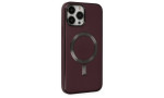 Newface iPhone 14 Pro Kılıf Coco Deri Magneticsafe Silikon - Bordo