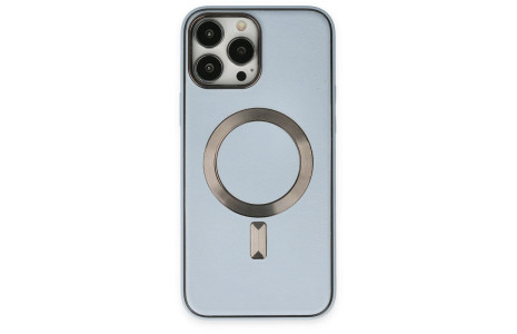Newface iPhone 14 Pro Kılıf Coco Deri Magneticsafe Silikon - Sierra Blue