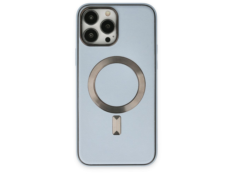 Newface iPhone 14 Pro Kılıf Coco Deri Magneticsafe Silikon - Sierra Blue