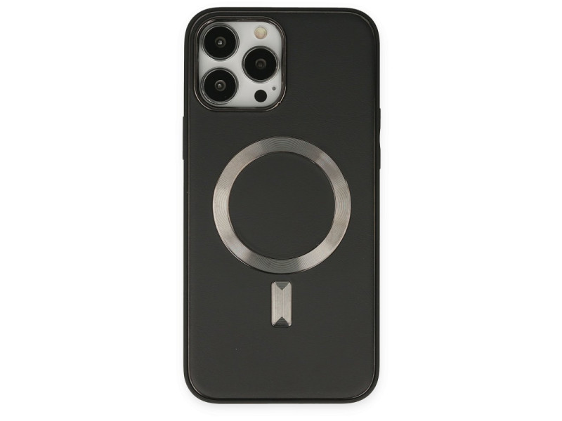 Newface iPhone 14 Pro Kılıf Coco Deri Magneticsafe Silikon - Siyah