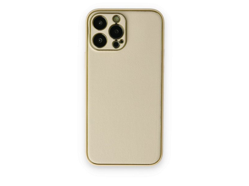 Newface iPhone 14 Pro Kılıf Coco Deri Silikon Kapak - Gold