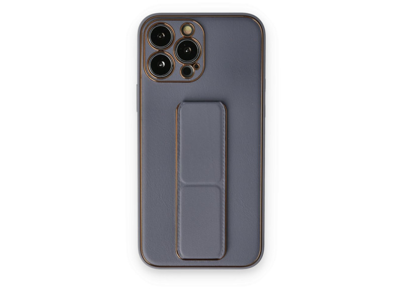Newface iPhone 14 Pro Kılıf Coco Deri Standlı Kapak - Gri