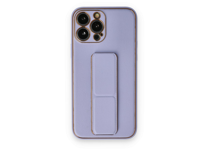 Newface iPhone 14 Pro Kılıf Coco Deri Standlı Kapak - Lila