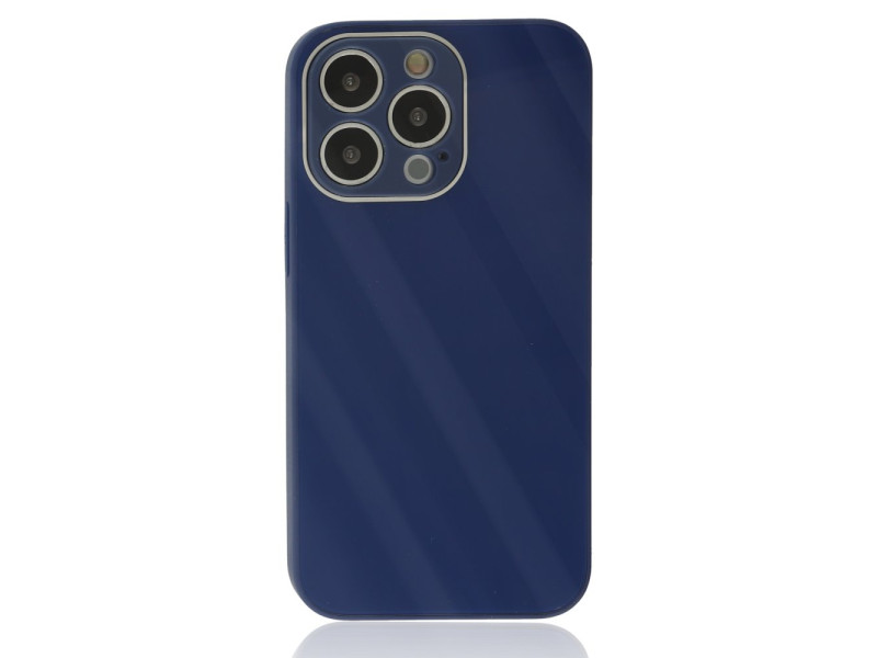 Newface iPhone 14 Pro Kılıf Glass Kapak - Lacivert