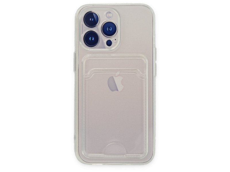 Newface iPhone 14 Pro Kılıf Kart Şeffaf Silikon - Şeffaf