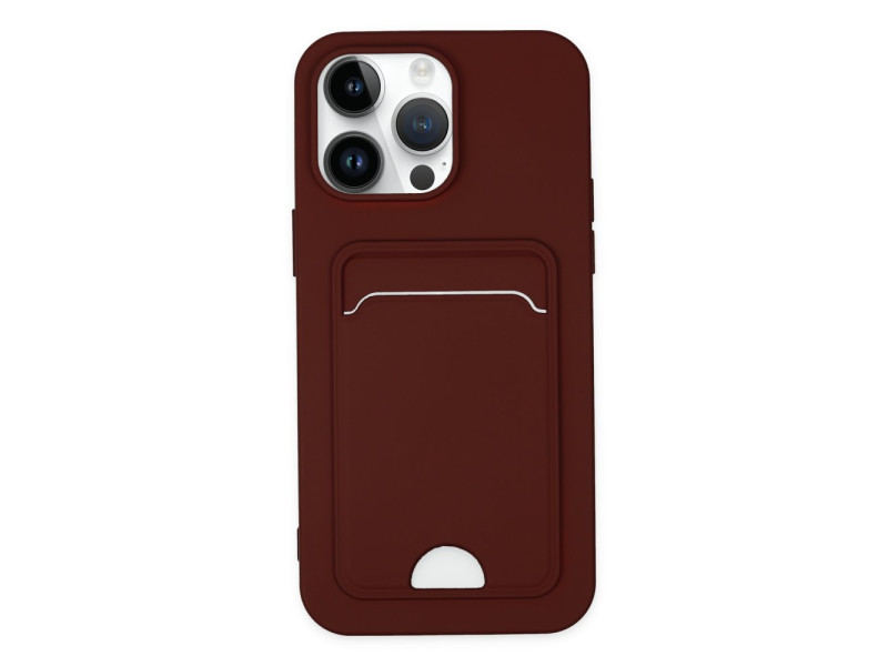 Newface iPhone 14 Pro Kılıf Kelvin Kartvizitli Silikon - Bordo