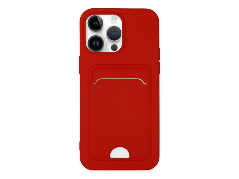 Newface iPhone 14 Pro Kılıf Kelvin Kartvizitli Silikon - Kırmızı