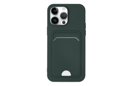 Newface iPhone 14 Pro Kılıf Kelvin Kartvizitli Silikon - Koyu Yeşil