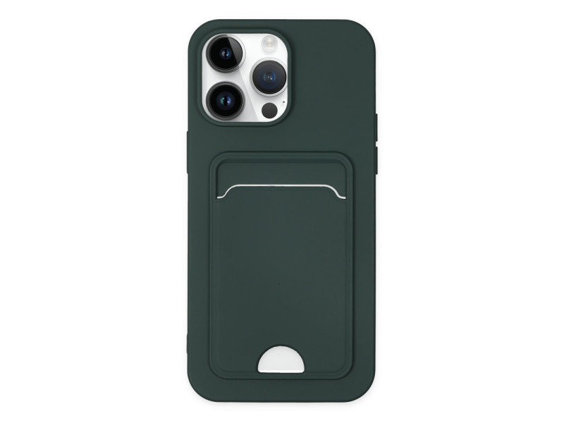 Newface iPhone 14 Pro Kılıf Kelvin Kartvizitli Silikon - Koyu Yeşil