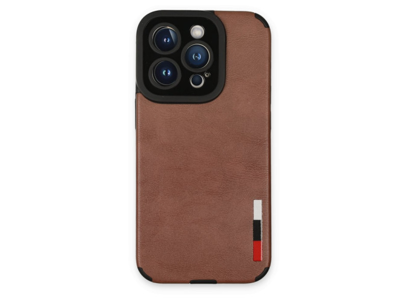 Newface iPhone 14 Pro Kılıf Loop Deri Silikon - Kahverengi