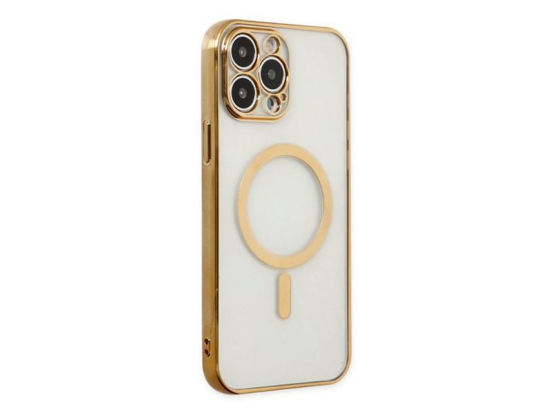 Newface iPhone 14 Pro Kılıf Magneticsafe Lazer Silikon - Gold