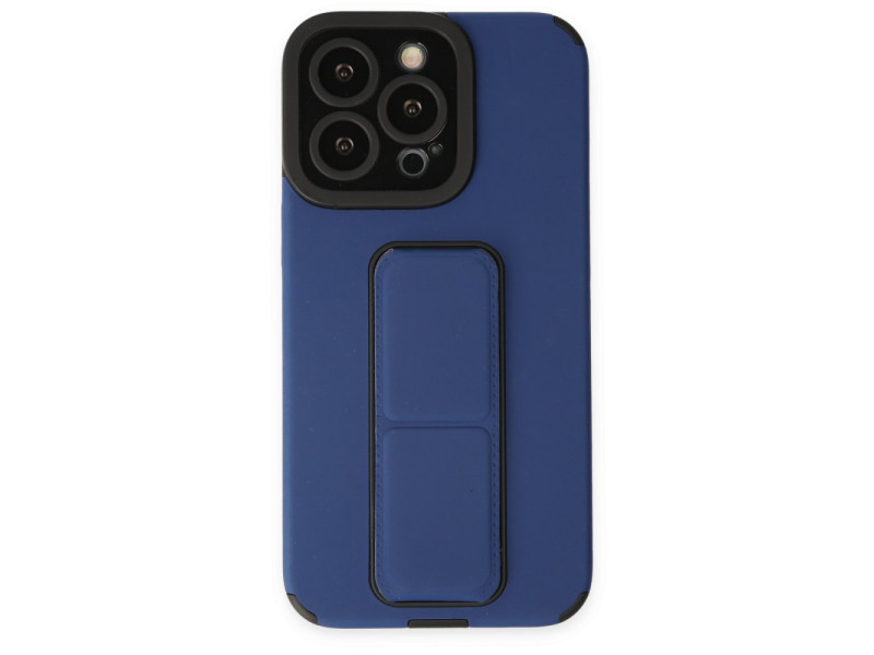 Newface iPhone 14 Pro Kılıf Mega Standlı Silikon - Mavi
